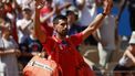 epa11505894 Novak Djokovic of Serbia celebrates after winning the Men's Singles second round match against Rafael Nadal of Spain at the Tennis competitions in the Paris 2024 Olympic Games, at the Roland Garros in Paris, France, 29 July 2024.  EPA/FRANCK ROBICHON