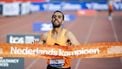 AMSTERDAM - Khalid Choukoud komt over de finish van de 50e editie van de marathon van Amsterdam. Choukoud is daarmee Nederlands kampioen marathon 2025.  ANP KOEN VAN WEEL