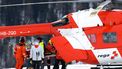 epa12584703 Michelle Gisin of Switzerland carried on a stretcher after a fall, is being airlifted by a Rega helicopter during the women's Downhill training race at the Alpine Skiing FIS Ski World Cup, in St. Moritz, Switzerland, 11 December 2025.  EPA/JEAN-CHRISTOPHE BOTT