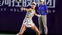 2023-09-22 02:00:00 Wang Xiyu of China hits a return against Greet Minnen of Germary during their women's singles semi-final match at the WTA Guangzhou Open tennis tournament in Guangzhou, southern China's Guangdong province on September 22, 2023. 
AFP