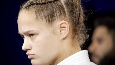 PARIJS - Judoka Joanne van Lieshout voorafgaand aan de partij tegen Jisu Kim van Korea tijdens de Olympische Spelen. ANP IRIS VAN DEN BROEK