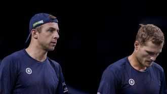 ROTTERDAM - Tallon Griekspoor en Bart Stevens (BEL) in actie tegen Sander Gille en Joran Vliegen (BEL) tijdens de tweede dag van het tennistoernooi ABN AMRO Open in Ahoy. ANP SANDER KONING