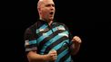 England's Rob Cross celebrates winning his quarter-final darts match against Scotland's Peter Wright on Night 1 of the PDC Premier League, at the Utilita Arena in Cardiff, south Wales on February 1, 2024. 
Adrian DENNIS / AFP