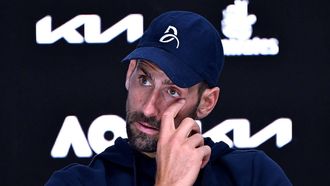 epa11848986 Novak Djokovic of Serbia talks to the media after retiring from his semifinal match against Alexander Zverev of Germany during the Australian Open at Melbourne Park in Melbourne, Australia 24 January 2025.  EPA/JAMES ROSS AUSTRALIA AND NEW ZEALAND OUT