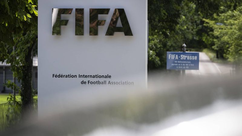 epa13153819 The FIFA logo at the Home of FIFA in Zurich, Switzerland, 06 August 2026.  EPA/ANDREAS BECKER
