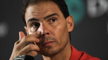 Rafael Nadal of Team Spain gestures during a press conference ahead of the Davis Cup tennis tournament finals, in Fuengirola, near Malaga, on November 18, 2024. 
Jorge GUERRERO / AFP