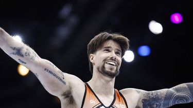 2023-09-30 19:53:17 Netherlands' Casimir Schmidt performs during the men's qualifying session during the 52nd FIG Artistic Gymnastics World Championships, in Antwerp, northern Belgium, on September 30, 2023. 
Kenzo TRIBOUILLARD / AFP