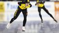HEERENVEEN - Chris Huizinga, Jorrit Bergsma (l-r) in actie op de 5000 meter tijdens de eerste dag van het NK afstanden in Thialf. ANP VINCENT JANNINK