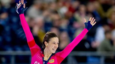HEERENVEEN - Suzanne Schulting in actie op de 1000 meter sprint tijdens de eerste dag van het NK Allround & Sprint. IRIS VAN DEN BROEK / ANP