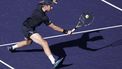 epa11950474 Botic Van de Zandschulp of the Netherlands in action against Novak Djokovic of Serbia during their men's second round match at the BNP Paribas Open tennis tournament in Indian Wells, California, USA, 08 March 2025.  EPA/JOHN G. MABANGLO
