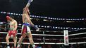 USA's Jake Paul celebrates winning the cruiserweight boxing bout against Mexico's Julio Cesar Chavez Jr. (L) at the Honda Center in Anaheim, California, on June 28, 2025.  
Patrick T. Fallon / AFP