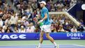 Netherlands' Botic van De Zandschulp celebrates his victory over Spain's Carlos Alcaraz during their men's singles second round tennis match on day four of the US Open tennis tournament at the USTA Billie Jean King National Tennis Center in New York City, on August 29, 2024. 
CHARLY TRIBALLEAU / AFP