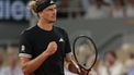 Germany's Alexander Zverev reacts to a point against France's Quentin Halys during their men's singles match on day 6 of the French Open tennis tournament on Court Philippe-Chatrier at the Roland-Garros Complex in Paris on May 29, 2026. 
Thomas SAMSON / AFP