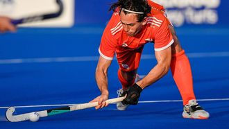 Netherlands' Pepijn van de Heijdan scores a goal during the men's field hockey match between Australia and Netherlands in the FIH Hockey Pro League in Sydney on February 9, 2025. 
Izhar KHAN / AFP