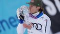 Brazil's Lucas Pinheiro Braathen celebrates with the globe after the men's FIS Ski World Cup Giant Slalom race in Kvitfjell, near Lillehammer, Norway on March 24, 2026. 
Cornelius Poppe / NTB / AFP