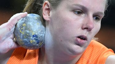 Netherlands' Jessica Schilder competes in the women's final shot put event during the World Athletics Indoor Championships Kujawy Pomorze 2026 in Torun, Poland on March 20, 2026. 
Kirill KUDRYAVTSEV / AFP