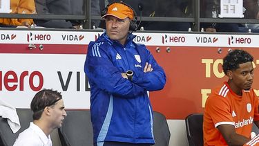 AMSTELVEEN - bondscoach Jeroen Delmee van Nederland tijdens de halve finale op het WK hockey tussen Nederland en Spanje in het Wagener Stadion. BAS CZERWINSKI / ANP