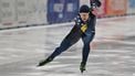 epa11914315 Jordan Stolz of USA in action during the men's 1500 m race during the ISU Speed Skating World Cup in Tomaszow Mazowiecki, central Poland, 21 February 2025.  EPA/Grzegorz Michalowski POLAND OUT