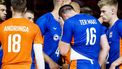 2023-06-25 18:24:01 ROTTERDAM - Robbert Andringa van Nederland, Wouter ter Maat van Nederland en Bennie Junior Tuinstra van Nederland reageren na het verliezen van de Nations League volleybalwedstrijd tussen Nederland en Servië. ANP SEM VAN DER WAL