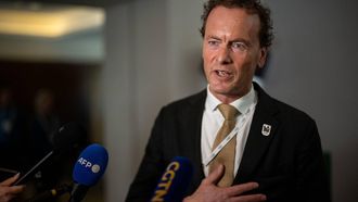 World Boxing President Boris van der Vorst, speaks to the media during the 144th IOC Session in Costa Navarino, on the day of the election of the next President of the International Olympic Committee, on March 20, 2025. 
Angelos TZORTZINIS / AFP