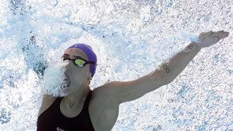 Brazil's Ana Vieira competes during the women's 100m freestyle final A swimming event of the Pan American Games Santiago 2023, at the Aquatics Centre in the National Stadium Sports Park in Santiago, on October 23, 2023.  
François-Xavier MARIT / AFP