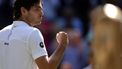 epa12224730 Taylor Fritz of USA celebrates winning the Men's quarterfinal match against Karen Khachanov of Russia at the Wimbledon Championships, Wimbledon, Britain, 08 July 2025.  EPA/ADAM VAUGHAN  EDITORIAL USE ONLY