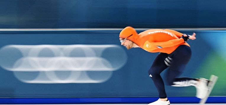 Netherlands' Chris Huizinga competes in the speed skating men's 5000m during the Milano Cortina 2026 Winter Olympic Games at Milano Speed Skating Stadium in Milan on February 8, 2026. 
Gabriel BOUYS / AFP