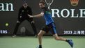 2023-10-07 15:23:34 epa10904876 Daniil Medvedev of Russia in action against Cristian Garin of Chile during their match at the Shanghai Masters tennis tournament, Shanghai, China, 07 October, 2023.  EPA/ANDRES MARTINEZ CASARES