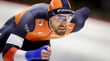 INZELL - Kjeld Nuis (NED) tijdens de 1000 meter mannen op het wereldkampioenschap schaatsen sprint in de Max Aicher Arena in het Duitse Inzell. ANP VINCENT JANNINK
