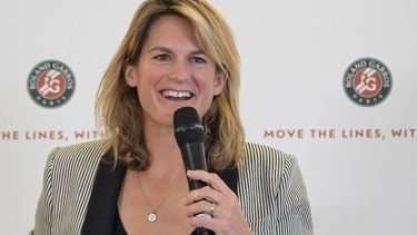 Roland-Garros Open tennis tournament's director Amelie Mauresmo addresses a press conference presenting the 2024 edition of the Roland Garros Grand Slam tennis tournament, at the Roland Garros stadium complex in Paris on April 25, 2024. 
Bertrand GUAY / AFP