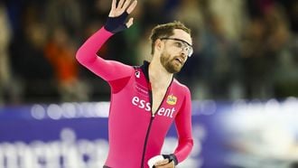 HEERENVEEN - Chris Huizinga reageert na de 5000 meter op de eerste dag van het World Cup kwalificatietoernooi schaatsen in Thialf. ANP VINCENT JANNINK