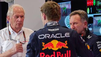 Red Bull Racing team principal Christian Horner (R) talks to Red Bull Racing's Dutch driver Max Verstappen (C) and Red Bull Racing team advisor Helmut Marko after the first practice session of the Saudi Arabian Formula One Grand Prix at the Jeddah Corniche Circuit in Jeddah on March 7, 2024. 
Giuseppe CACACE / AFP