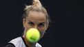 epa11086152 Arantxa Rus of Netherlands in action against Anna Kalinskaya of Russia during the Women's Singles match at the Australian Open tennis tournament in Melbourne, Australia, 18 January 2024.  EPA/MAST IRHAM