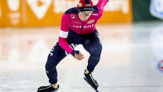 HEERENVEEN - Merijn Scheperkamp tijdens de tweede 500 meter op de eerste dag van het World Cup kwalificatietoernooi schaatsen in Thialf. ANP VINCENT JANNINK