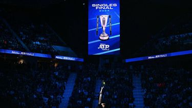 Italy's Jannik Sinner serves to USA's Taylor Fritz during their final match at the ATP Finals tennis tournament in Turin on November 17, 2024. 
Marco BERTORELLO / AFP