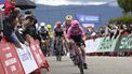 Team EF Education - Cannondale's Swiss rider Noemi Ruegg arrives to the finish in first place followed by Team Boels - Dolmans Cyclingteam's Belgian rider Lotte Kopecky and Team FDJ - SUEZ's German rider Franziska Koch, at the end of the first stage of the 2026 La Vuelta Femenina cycling tour of Spain, a 113.9 km race between Marin and Salvaterra do Mino, on May 3, 2026.  
Miguel RIOPA / AFP