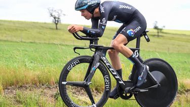 Team DSM's Marco Brenner of Germany competes during the fourth stage of the 73rd edition of the Criterium du Dauphine cycling race, a 16km time trial between Firmigny and Roche-la-Moliere on June 2, 2021. 
Alain JOCARD / AFP