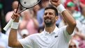 epa12222658 Novak Djokovic of Serbia celebrates after winning the Men's Singles Fourth Round match against Alex de Minaur of Australia at the Wimbledon Championships, Wimbledon, Britain, 07 July 2025.  EPA/NEIL HALL  EDITORIAL USE ONLY