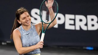 Romania's Simona Halep reacts during an exhibition tennis match at the 5th edition of the Sports Festival organized at the BT Arena in Cluj Napoca, Romania on June 15, 2024.
 
Simion Sebastian Tataru / AFP