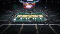 2023-11-10 18:18:55 epa10969127 A new design covers the historic parquet floor of the TD Garden for the group stage NBA In-Season tournament game between the Boston Celtics and the Brooklyn Nets at the TD Garden in Boston, Massachusetts, USA, 10 November 2023.  EPA/CJ GUNTHER SHUTTERSTOCK OUT