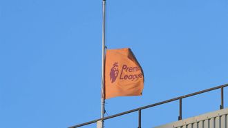 2022-09-16 19:47:22 A Premier League flag is flown at half mast before the English Premier League football match between Aston Villa and Southampton at Villa Park in Birmingham, central England on September 16, 2022. 
Geoff Caddick / AFP