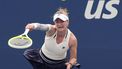 Czech Republic's Barbora Krejcikova serves to Romania's Elena-Gabriela Ruse during their women's singles second round tennis match on day three of the US Open tennis tournament at the USTA Billie Jean King National Tennis Center in New York City, on August 28, 2024. 
TIMOTHY A. CLARY / AFP