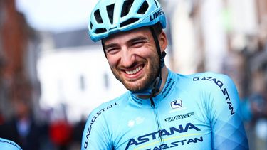 2023-04-19 12:36:20 Italian Gianni Moscon of Astana Qazaqstan team waits before the start of the 86th edition of the men's event 