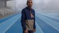 Belgian marathon runner Bashir Abdi poses for a portrait on the KRCG Atletiek track in Gent, on November 30, 2023. The Belgian athlete, qualified for the 2024 Olympic Games in Paris, won bronze medals in the marathon at the 2020 Tokyo Olympics and 2022 World Championships and is the European record holder for marathon. 
SIMON WOHLFAHRT / AFP