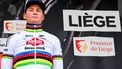 Alpecin-Deceuninck's Dutch rider Mathieu van der Poel reacts on the podium at the end of the Liege-Bastogne-Liege one day cycling race, 254,5 km round-trip from Liege to Liege via Bastogne, on April 21, 2024. 
DIRK WAEM / Belga / AFP
