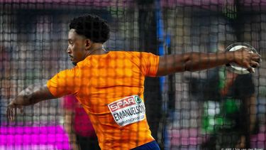 BIRMINGHAM - Shaquille Emanuelson in actie tijdens de finale discuswerpen op de vierde dag van de EK atletiek. IRIS VAN DEN BROEK / ANP
