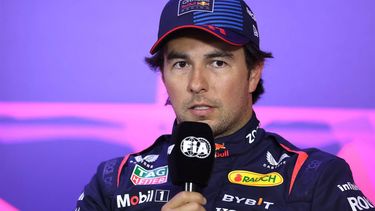 Red Bull Racing's Mexican driver Sergio Perez speaks at a press conference after the qualifying session of the Formula One Australian Grand Prix at the Albert Park Circuit in Melbourne on March 23, 2024. 
Martin KEEP / AFP