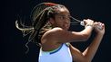 epa08171395 Robin Montgomery of the USA in action against Pia Lovric of Slovenia during a fifth round match on day nine of the Australian Open tennis tournament at Melbourne Park in Melbourne, Australia, 28 January 2020.  EPA/LUKAS COCH AUSTRALIA AND NEW ZEALAND OUT  EDITORIAL USE ONLY