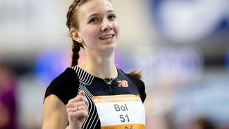 APELDOORN - Femke Bol in actie tijdens de series op de 400 meter tijdens de eerste dag van de Nederlandse kampioenschappen indooratletiek. ANP IRIS VAN DEN BROEK
