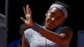 epa12067608 Coco Gauff of the US gestures as she plays against Iga Swiatek of Poland during their women's singles semifinal match at the Mutua Madrid Open held in the Magic Box in Madrid, Spain, 01 May 2025.  EPA/CHEMA MOYA